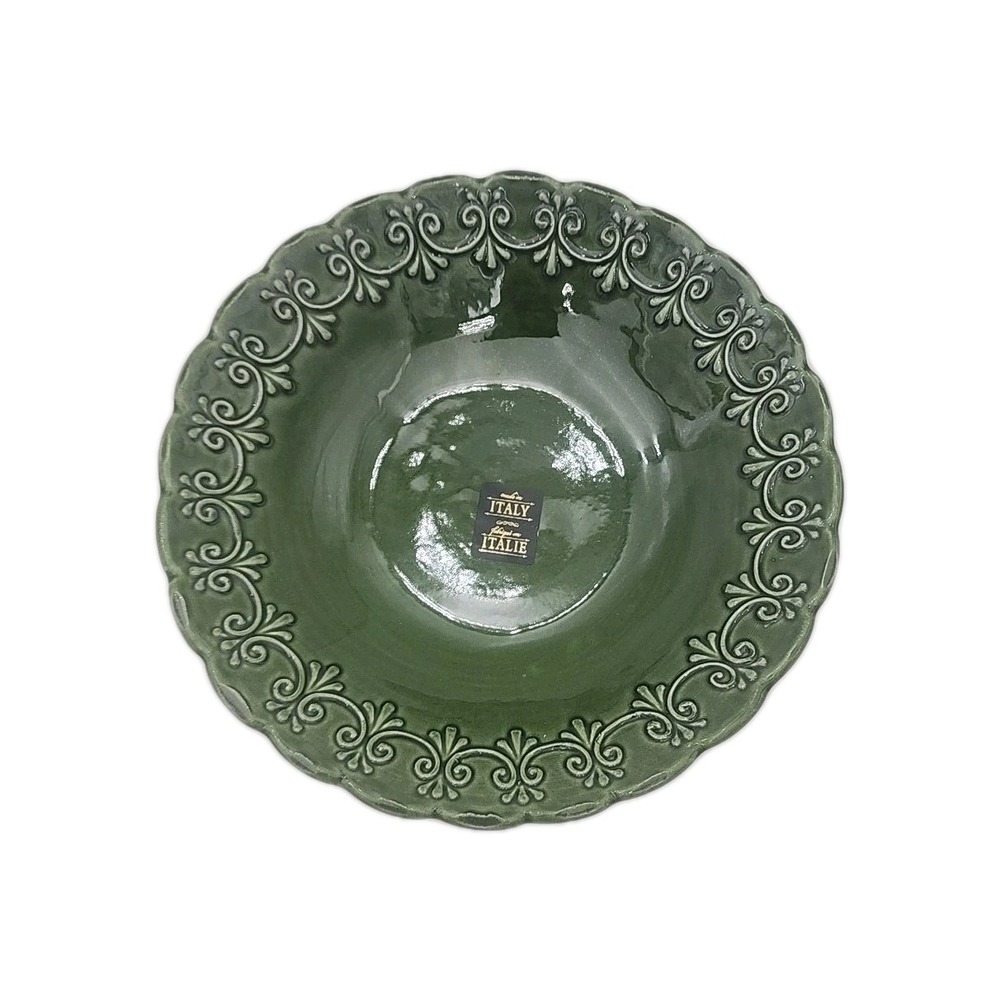 Maioliche Jessica Large 9" Pasta Bowl Green Christmas Made in Italy BRAND NEW